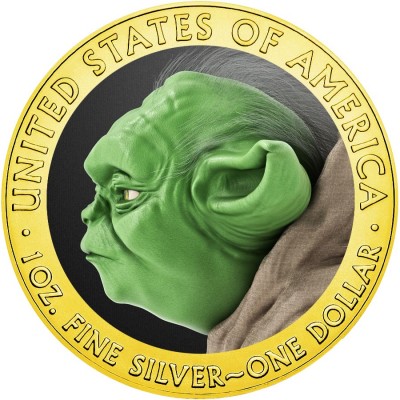 USA PURPOSEFUL YODA STAR WARS series MOVIE HEROES American Silver Eagle 2020 Walking Liberty $1 Silver coin Gold plated 1 oz